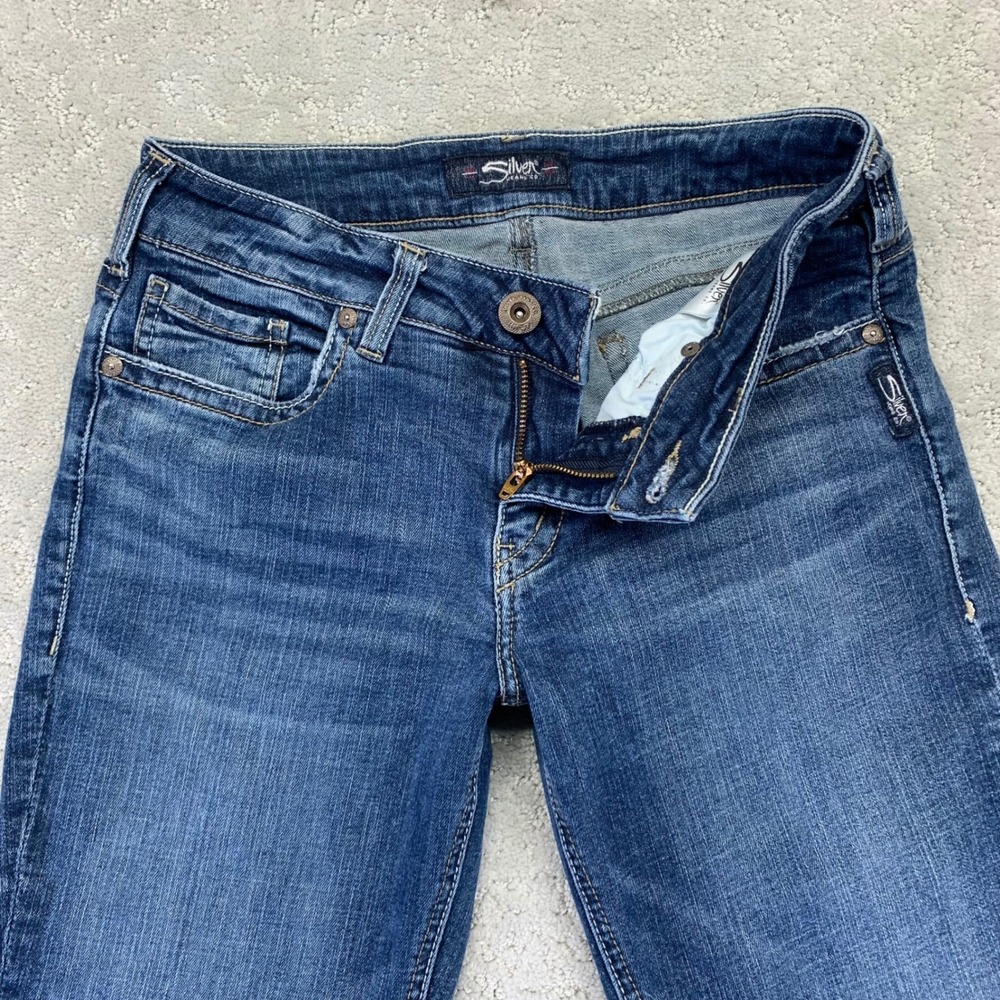 Silver Jeans Suki Straight Leg Womens 28x28 Blue‎ Denim Stretch Selvedge Redline